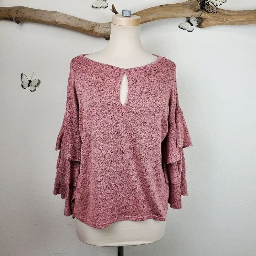 William rast heathered black and pink sweater